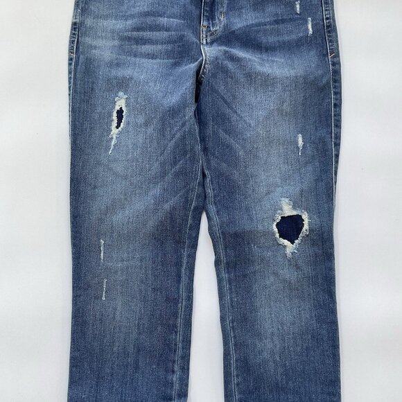 Guess Women’s Super High Rise Skinny Jeans In Blue Destroyed And Patched Size 28 - Picture 4 of 13